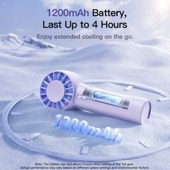Quạt cầm tay Baseus GoTrip DT1 Mini – 1200mAh, gió mạnh 4m/s, 3 tốc độ, êm 39dB, quay 10000RPM, dùng 4h
