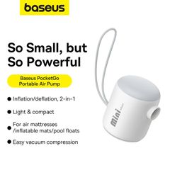 Máy Bơm Hơi Mini Kiêm Hút Chân Không Baseus PocketGo Portable (230L/min, 3500Pa)