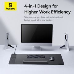 Tấm Lót Chuột Bàn Phím Kèm Sạc Không Dây 3-in-1 Baseus MagPro 2 Series Smart Desk Mat (PU, Sạc không dây, Kê Tay)