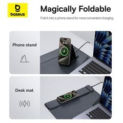Tấm Lót Chuột Bàn Phím Kèm Sạc Không Dây 3-in-1 Baseus MagPro 2 Series Smart Desk Mat (PU, Sạc không dây, Kê Tay)