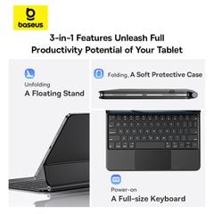 Bàn phím Baseus Brilliance 2 – Kèm bao da nam châm, cho iPad Pro 11/12.9 & Air4/5/6, bản nâng cấp 2024