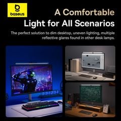 Đèn treo màn hình Baseus i-wok 3 Series Asymmetric Light Source Magnetic Screen Hanging Light (Ra > 95, i wok 3 Series)