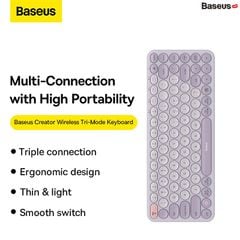 Bàn phím không dây Baseus Creator – Kết nối 3 thiết bị, 2.4GHz/Bluetooth, bền bỉ, cho Laptop/MacBook/iPad
