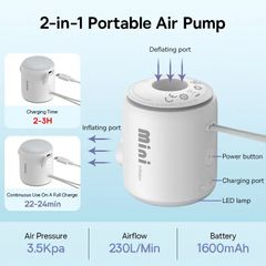 Máy Bơm Hơi Mini Kiêm Hút Chân Không Baseus PocketGo Portable (230L/min, 3500Pa)