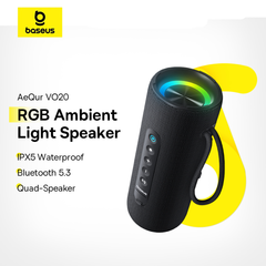 Loa Bluetooth Baseus AeQur VO20 – Bluetooth 5.3, chống nước IPX5, bass mạnh, loa di động cho camping ngoài trời